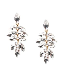 Odette - Women White Stone Studded Dangle Earrings