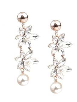 Odette - Women Trendy Gold & White Drop Earrings