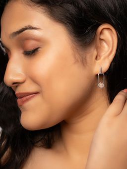 Silberry - 925 Sterling Silver Cream Halo Drop Earrings