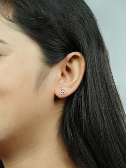 Silberry - 925 Sterling Silver White Rose Gold Honey Circle Studs