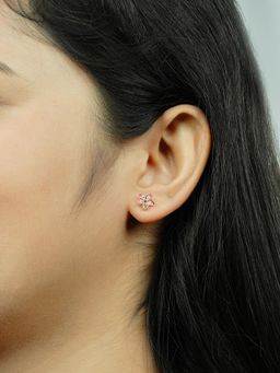 Silberry - 925 Sterling Silver White Rose Gold Tiny Periwinkle Stud Earrings