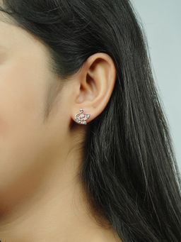 Silberry - 925 Sterling Silver White Swan Shine Stud Earrings