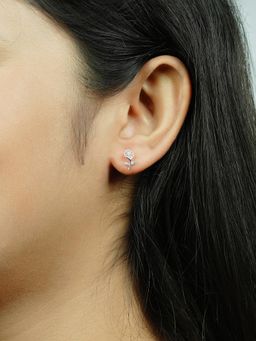 Silberry - 925 Sterling Silver White Tiny Lily Stud Earrings