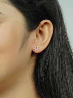 Silberry - 925 Sterling Silver White Classic Star Studs