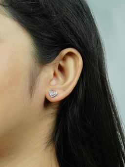 Silberry - 925 Sterling Silver White Shiny Heart Studs