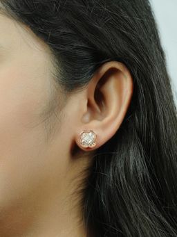 Silberry - 925 Sterling Silver White Rose Gold Shiny Clover Studs