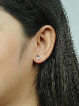 Silberry - 925 Sterling Silver White Heartfelt Stud Earrings