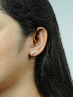 Silberry - 925 Sterling Silver White Heartwish Stud Earrings