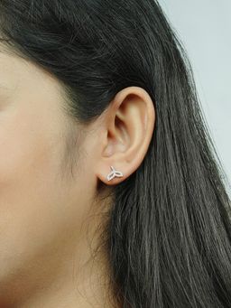 Silberry - 925 Sterling Silver White Mini Mermaid Tail Stud Earrings