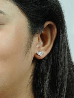 Silberry - 925 Sterling Silver White Dazzle Bloom Stud Earrings