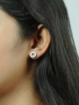 Silberry - 925 Sterling Silver White Circle of Light Stud Earrings