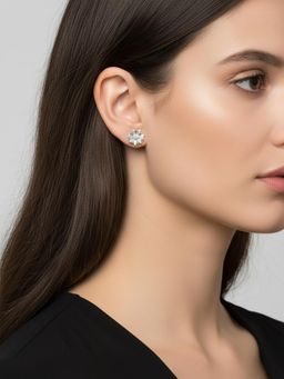 Silberry - 925 Sterling Silver White Marigold Stud Earrings