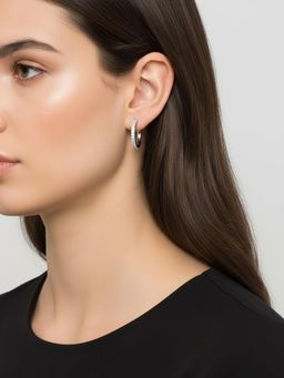 Silberry - 925 Sterling Silver White Dainty Hoop Earrings