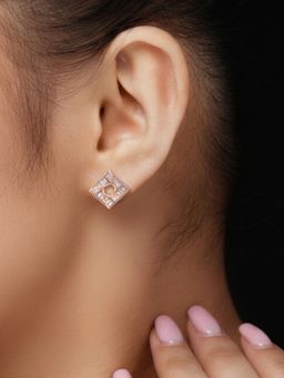 Silberry - 925 Sterling Silver Rose Gold Virgo Shine Stud Earrings