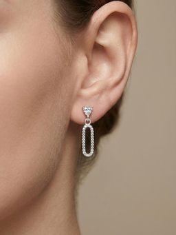 Silberry - 925 Sterling Silver White Sweetheart Link Drop Earrings