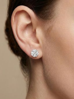 Silberry - 925 Sterling Silver White Nexus Studs Earrings