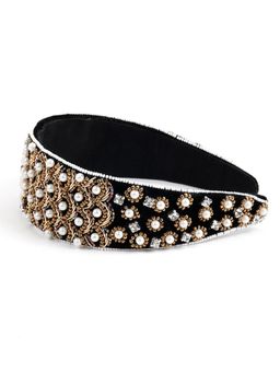Odette - Women Maggie Black Velvet Floral Hair Band