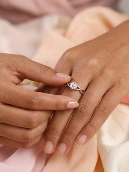 Ornate Jewels - 925 Silver Rhodium Plated White American Diamond Infinity Sparkle Ring
