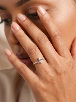 Ornate Jewels - 925 Silver Rhodium Plated Round American Diamond Lightweight Ring for Women & Girls