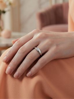 Ornate Jewels - 925 Silver Rhodium Plated White American Diamond Love Heart Ring