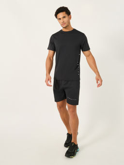 Styli - Men Training Solid Black T-Shirt & Shorts (Set of 2)