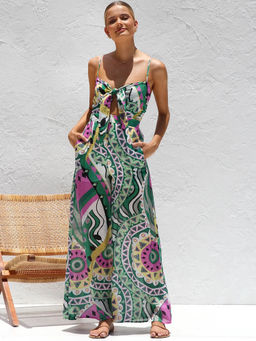 Outzidr - Women Multi-Color Polyester Printed Jumpsuit