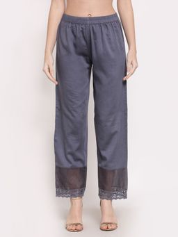 DART STUDIO - Solid Palazzo With Lace Grey