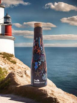 The Better Home - Pouring Insulated Bottle, Black, Algae- 500Ml