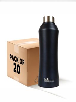 The Better Home - Glacia Ss Bottle- Black (20Pcs) 1000Ml