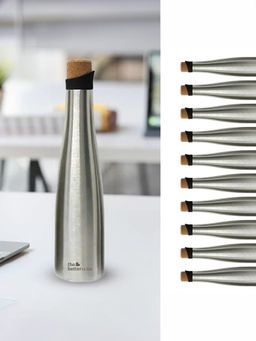 The Better Home - Insulated Silver Cork Bottle 500Ml (Pack Of 10)