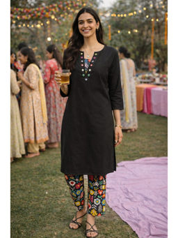Gulaal - Black Midnight Pop Kurta with Pant