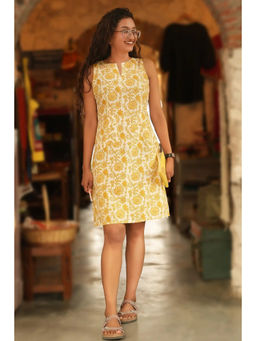 NILAM INDIA - Myra Dahlia Yellow Sheath Dress (S)