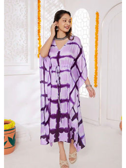 NILAM INDIA - Aabha Clamp Dyed Modal Silk Kaftan Dress (S)