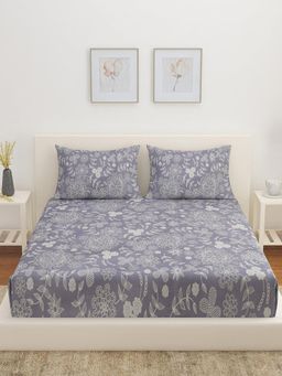 At Home by Nilkamal - Aurora Elegance King Bedsheet with 2 Pillow Covers Grey