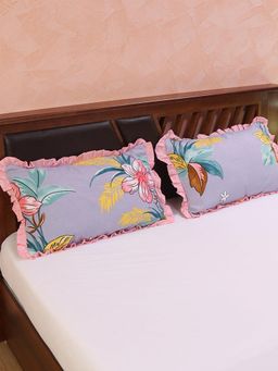 At Home by Nilkamal - Ammara Hue Pillow Covers with Frill Set of 2 Sky Blue