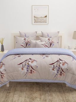 At Home by Nilkamal - Ammara Grace Bed in A Bag Set of 6 Beige (Queen)