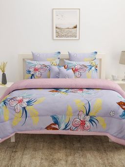 At Home by Nilkamal - Ammara Floral Polycotton Queen Comforter Sky Blue