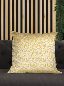 At Home by Nilkamal - Luxuries Jacquard Scroll 16 x 16 inch Cushion Cover Mustard