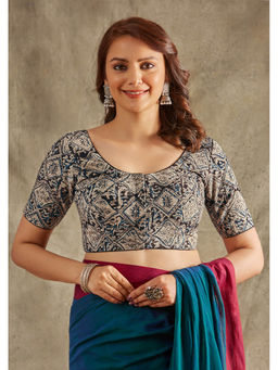 SALWAR STUDIO - Grey Cotton Printed Stitched Blouse