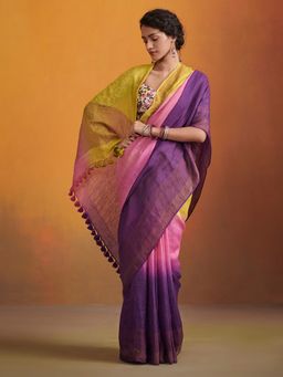 Dressfolk - ombre jamdani linen handwoven saree without blouse