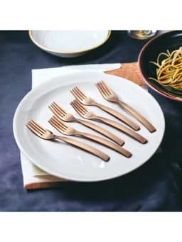 FNS - Allie Stainless Steel Rose Gold Dinner Fork Set of 6