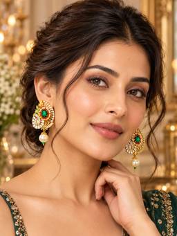 Digital Dress Room - Gold Plated Diamond Earrings