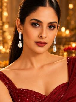 Digital Dress Room - Silver Tone Diamond Look Hoop Earrings