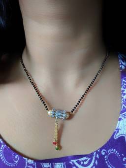 Digital Dress Room - Short American Diamond Mangalsutra with Amulet Pendant