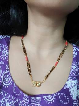 Digital Dress Room - Short Marathi Vati Mangalsutra with Double Line Beads