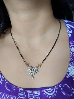 Digital Dress Room - Short Mangalsutra with American Diamond Peacock Pendant