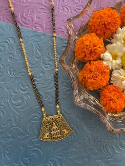 Digital Dress Room - Long Oxidized Gold Mangalsutra with Lakshmi Pendant