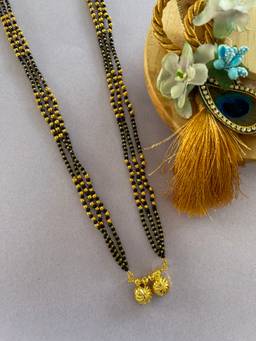 Digital Dress Room - Long Maharashtrian Vati Mangalsutra with 3-Line Beads