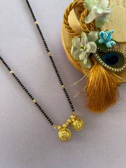 Digital Dress Room - Long Gold Plated Marathi Mangalsutra with Vati Pendant