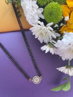 Digital Dress Room - Long Mangalsutra with Round Evil Eye Pendant & 2-Line Beads